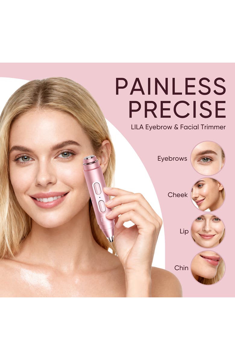 LILA BY AKUNBEM 2-in-1 Portable Facial Shaver & Eyebrow Trimmer in Bloom, Alternate, color,