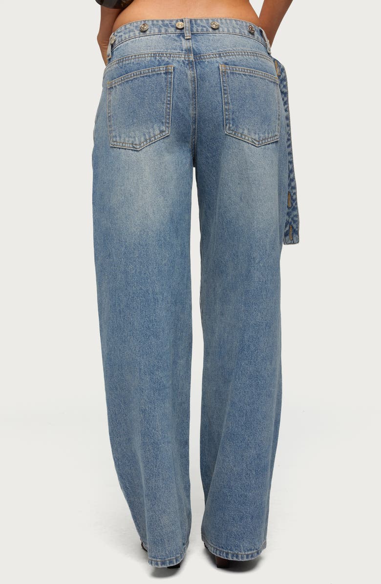 EDIKTED Button Tab Waist Low Rise Wide Leg Jeans, Alternate, color, Light-Blue