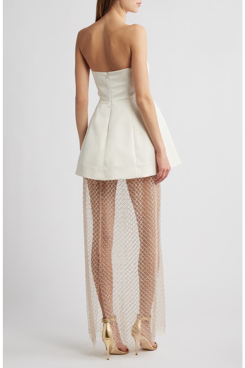 Gemma Strapless Netted Gown, Alternate, color, IVORY
