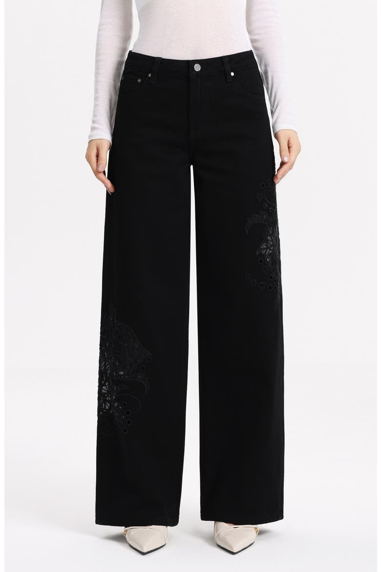 High Waist Wide Leg Jeans, Main, color, BLACK