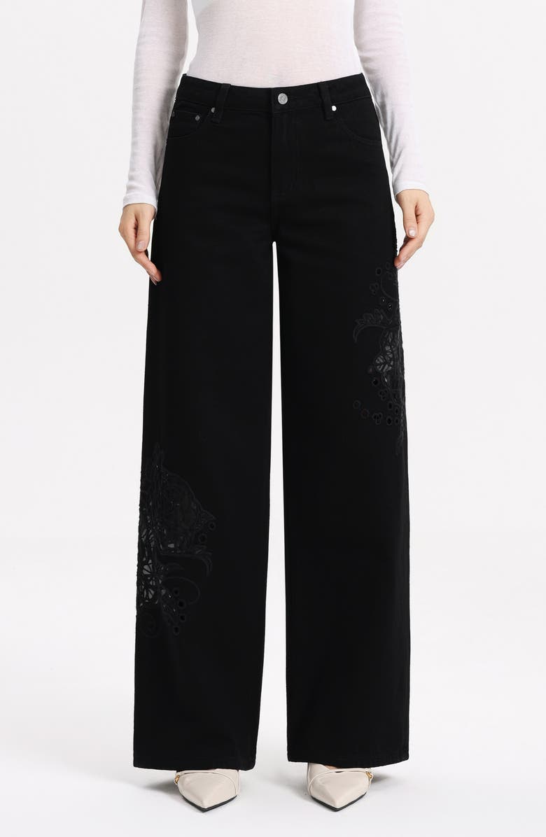 Bayeas High Waist Wide Leg Jeans, Main, color, Black