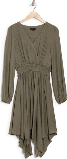Long Sleeve Handkerchief Hem Dress