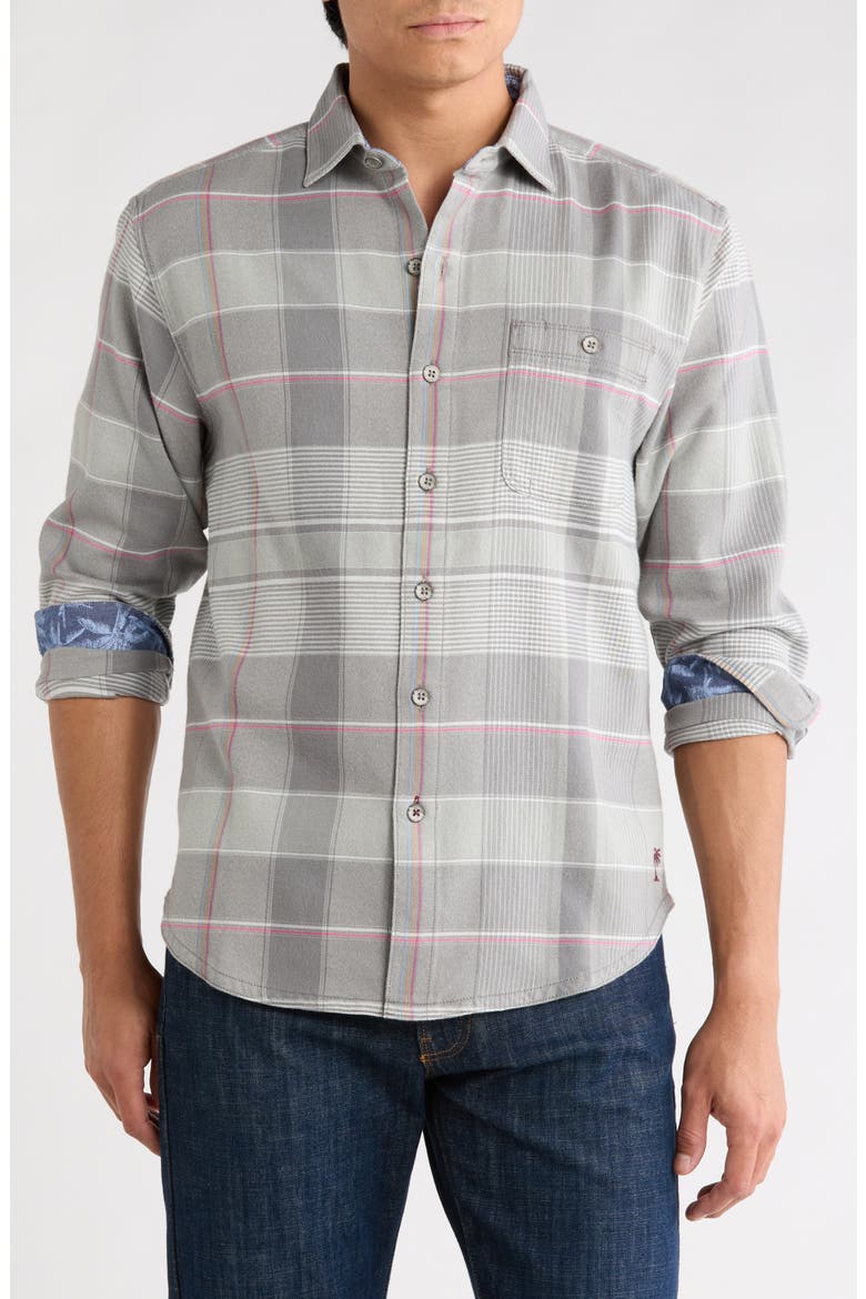 Canyon Beach Pebble Cay Flannel Button-Up Shirt, Main, color, SMOKE GREY