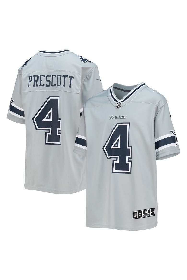 Youth Nike Dak Prescott Silver Dallas Cowboys Inverted Team Game Jersey, Main, color, Gray