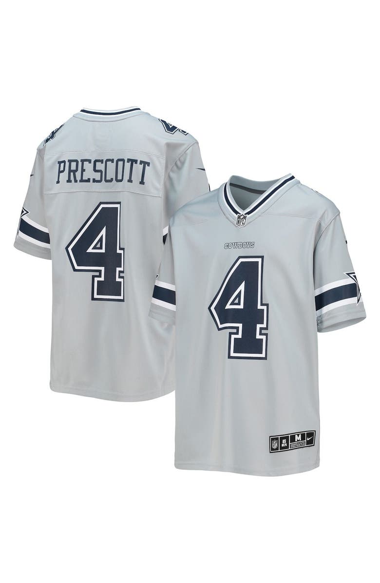 Nike Youth Nike Dak Prescott Silver Dallas Cowboys Inverted Team Game Jersey, Main, color, Gray