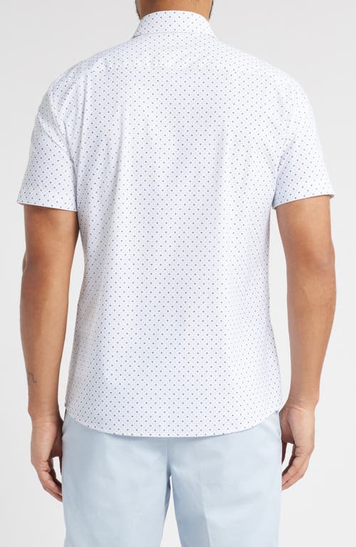HUGO BOSS BOSS ROAN KENT GEO PRINT SHORT SLEEVE PERFORMANCE BUTTON-UP SHIRT