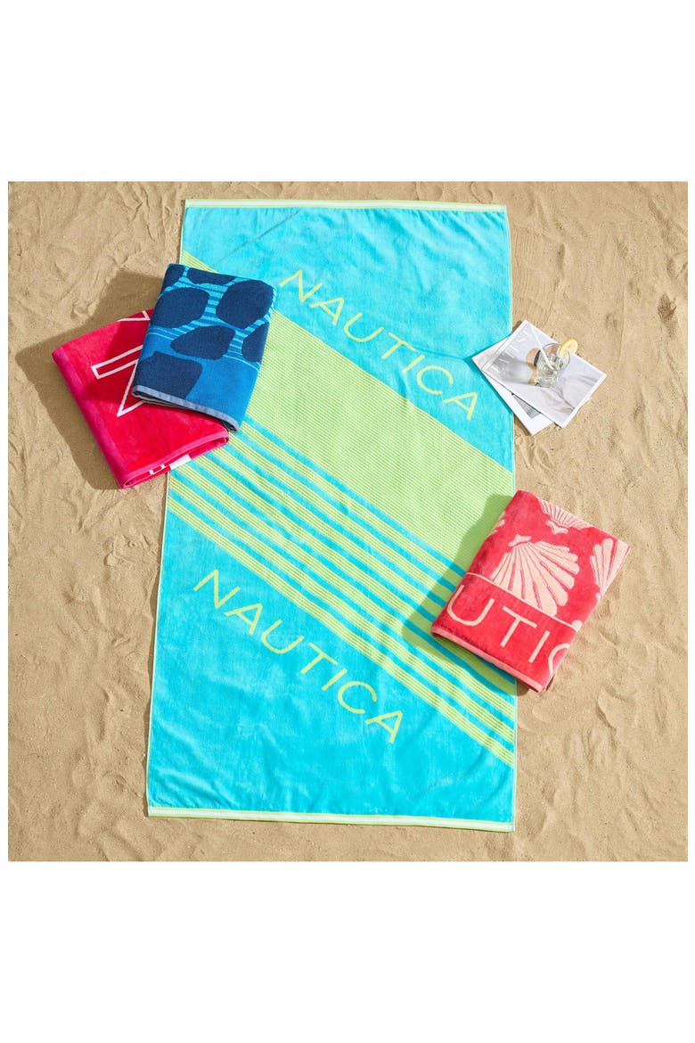 Set of 2 Cotton Blend Terry Beach Towels, Alternate, color, DARK PINK