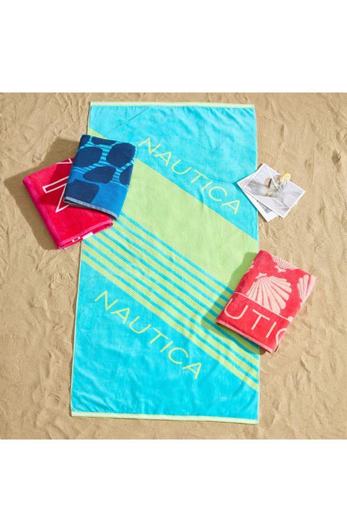 Nautica Set Of 2 Cotton Blend Terry Beach Towels In Red