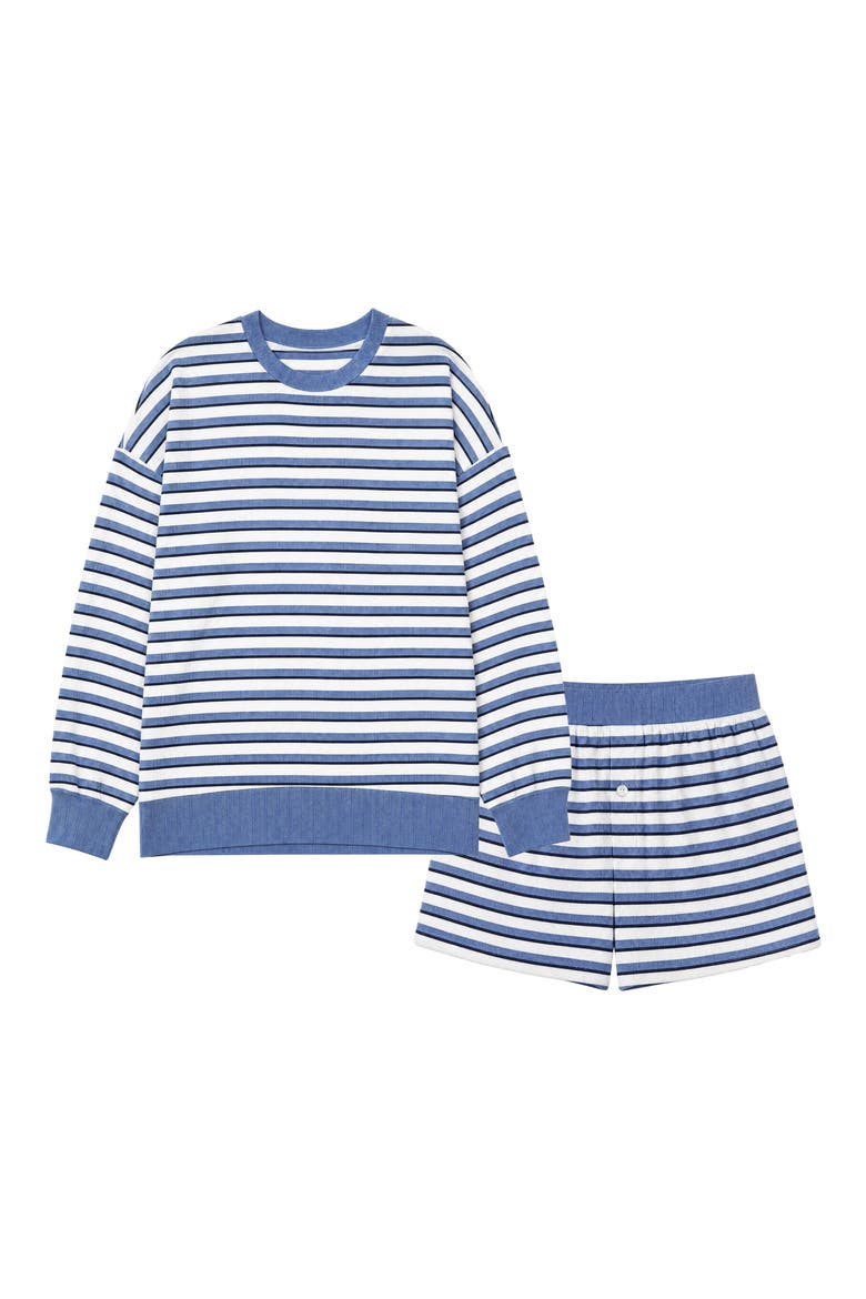 Breton Striped Pointelle Pajamas, Alternate, color, BRETON STRIPE BLUE AGRAVE