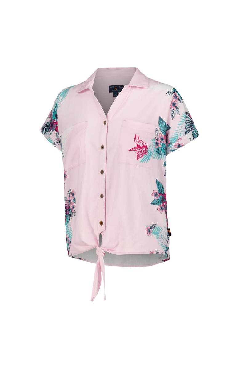 Margaritaville Women's Margaritaville Pink Minnesota Vikings Stadium Tie-Front Button-Up Shirt, Alternate, color, Pink