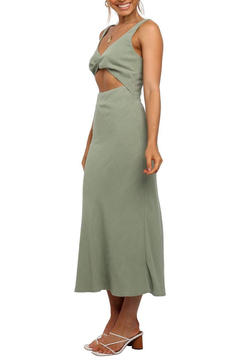 Apollo Cutout Detail Midi Dress, Alternate, color, OLIVE