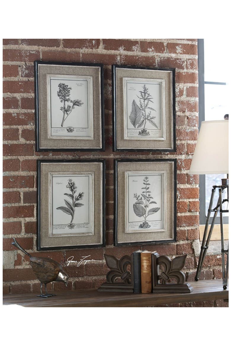 Casual Grey Study Set of 4 Botanical Prints, Alternate, color, WHITE