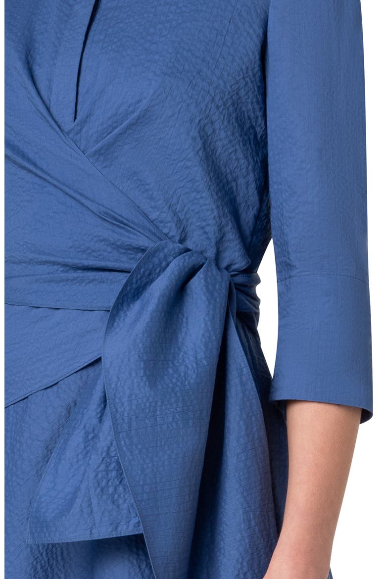 Sash Detail Cotton Seersucker Shirtdress, Alternate, color, SMOKY BLUE