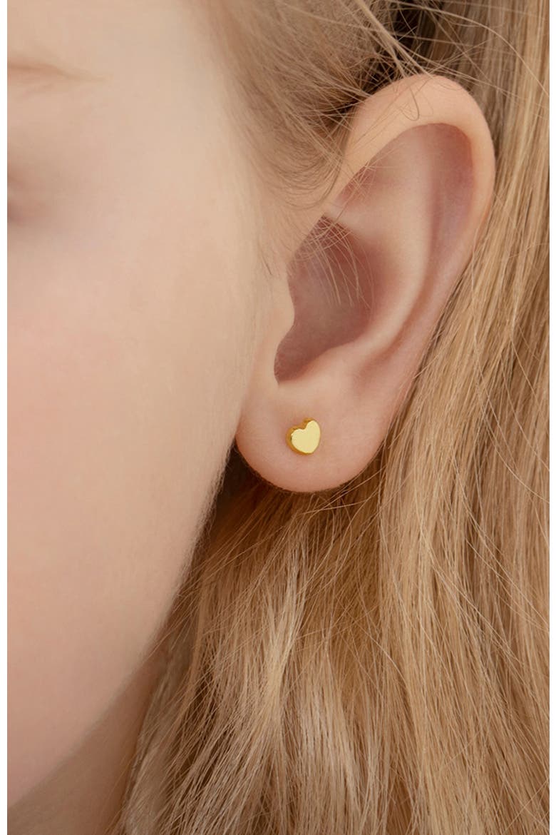 14k Polished Heart Earrings, Alternate, color, Gold