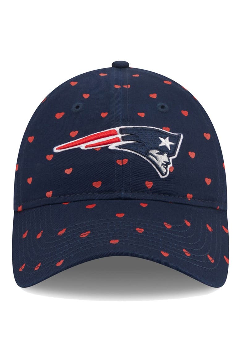 Girls Youth New Era  Navy New England Patriots Hearts 9TWENTY Adjustable Hat, Alternate, color, Navy