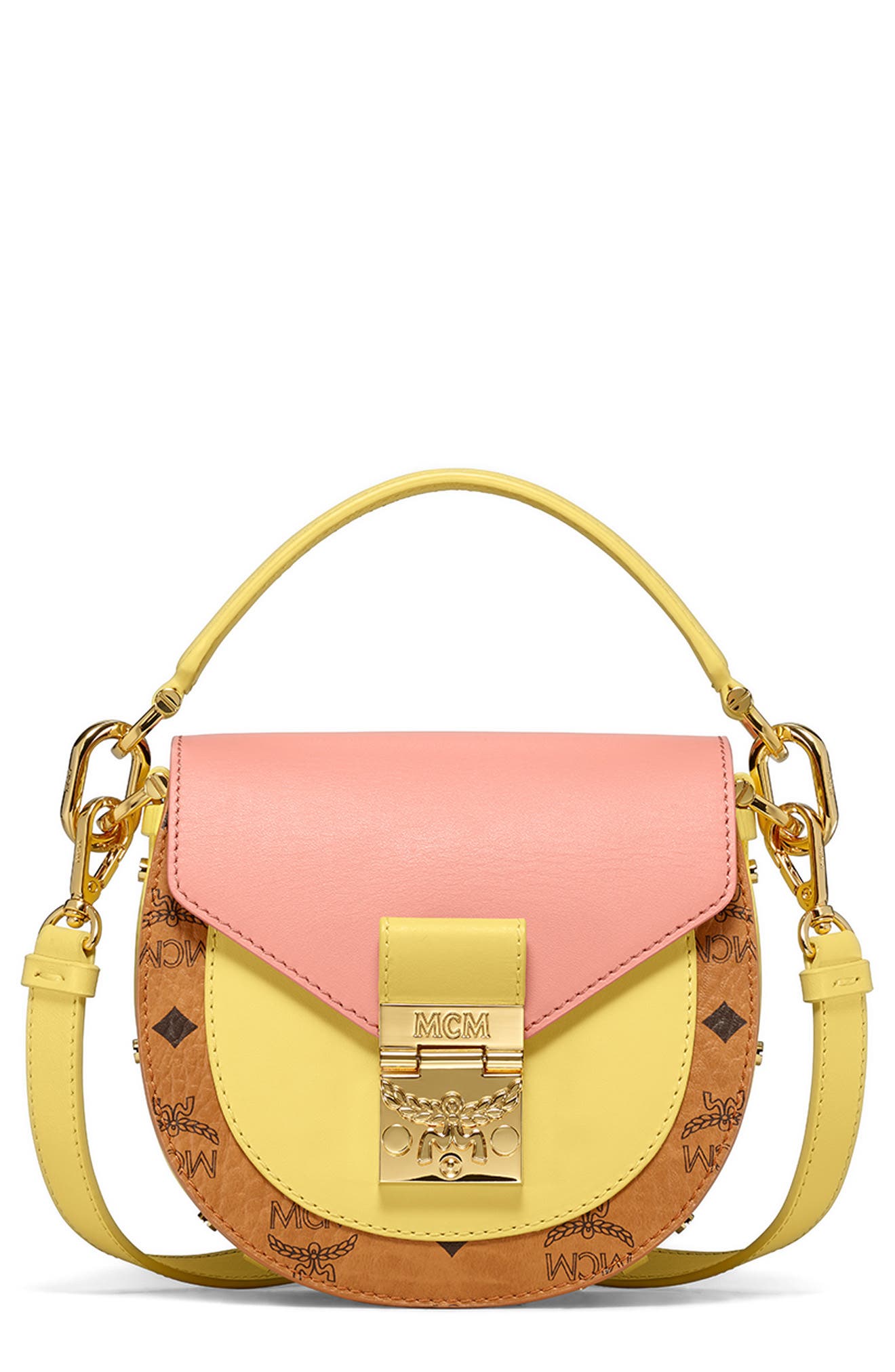 MCM Patricia Visetos Leather Colorblock Crossbody Bag, Main, color, 