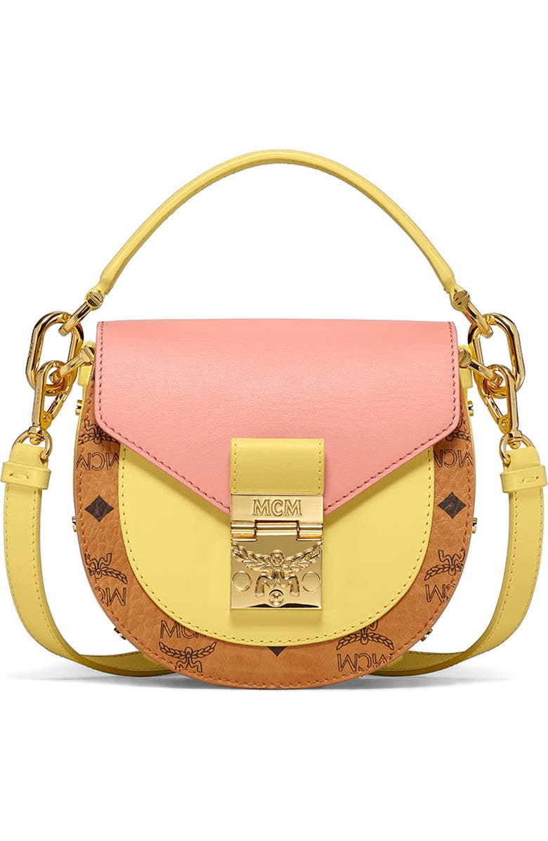 MCM Patricia Visetos Leather Colorblock Crossbody Bag, Main, color,