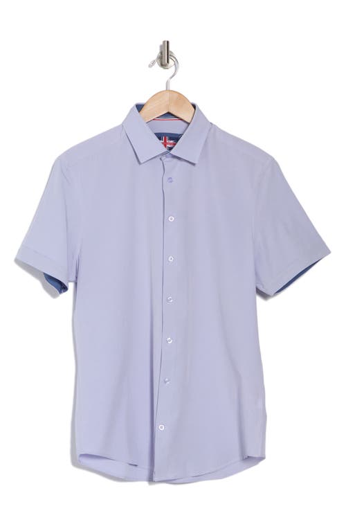Soul Of London Microfiber Stretch Short Sleeve Button-down Shirt In Blue