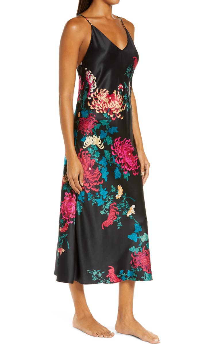 Natori Chrysanthemum Satin Nightgown, Alternate, color, 