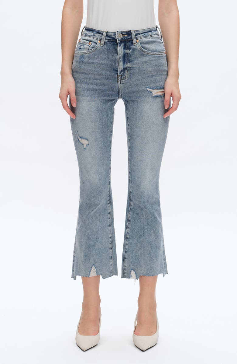 Bayeas High Waist Flare Jeans, Main, color, Ice Blue