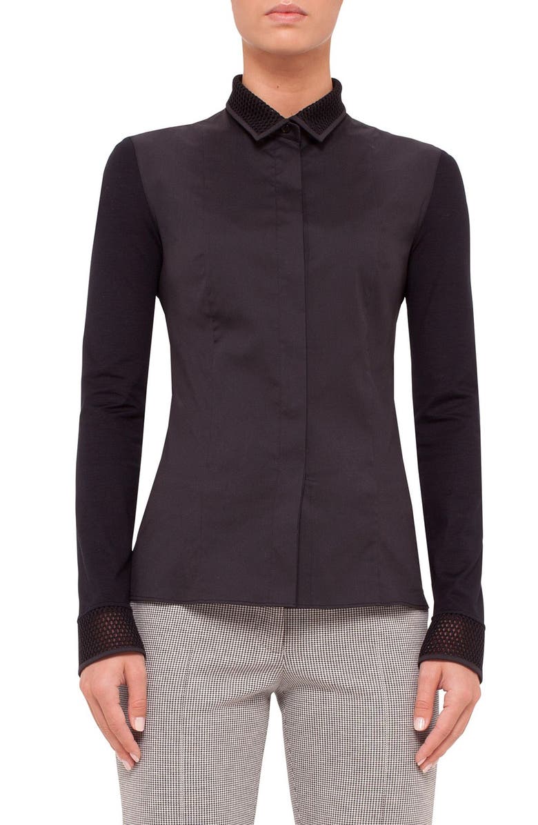 Akris punto Long Sleeve Stretch Cotton Jersey Blouse, Main, color,