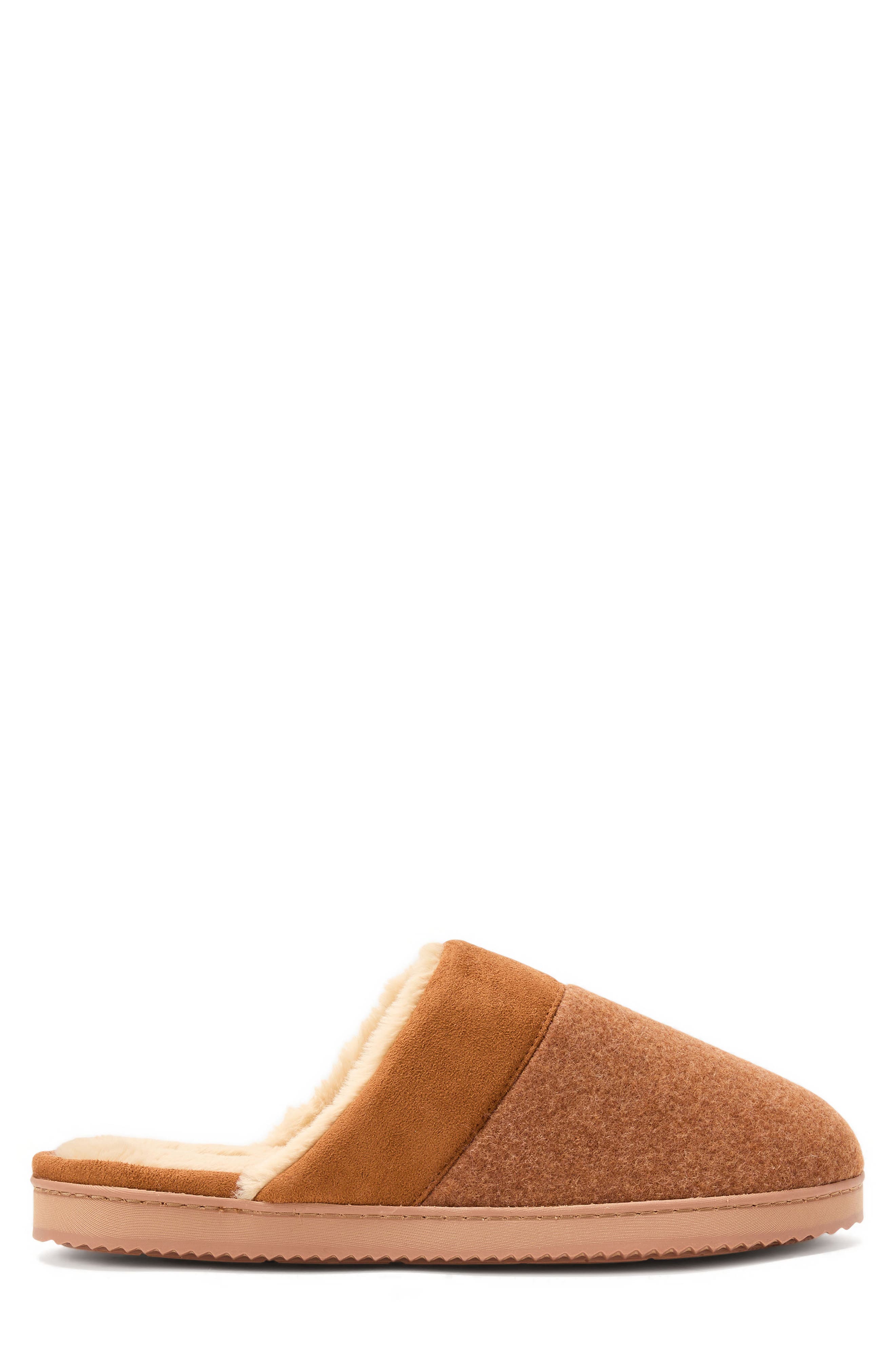 DEARFOAMS Owen Faux Fur Lined Scuff Slipper, Alternate, color, Chestnut