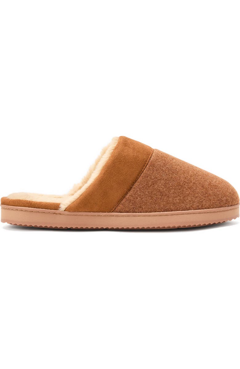 DEARFOAMS Owen Faux Fur Lined Scuff Slipper, Alternate, color, Chestnut