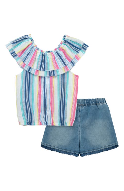 Peek Aren't You Curious Kids' Stripe Gauze Top & Denim Shorts Set In Stripe