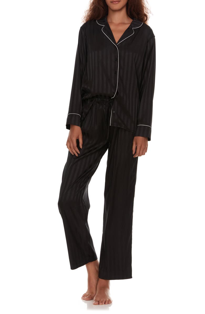 Flora Nikrooz Angela Shadow Stripe Long Sleeve Top & Pants Pajamas, Alternate, color, 