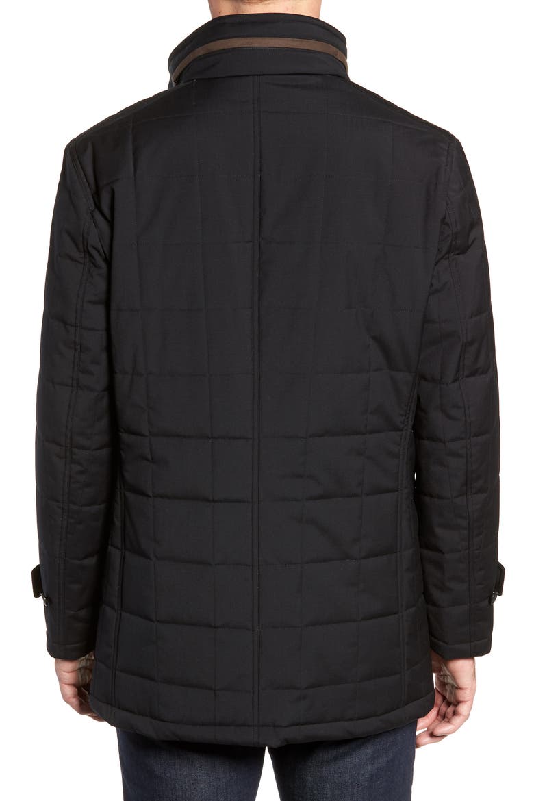 Quilted Car Coat, Alternate, color, BLACK
