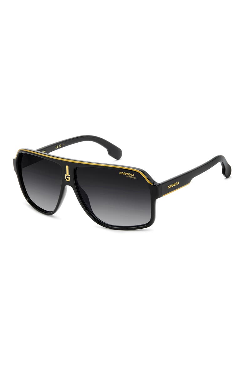 62mm Oversize Gradient Rectangular Sunglasses, Alternate, color, BLACK GOLD/ DARK GREY SF