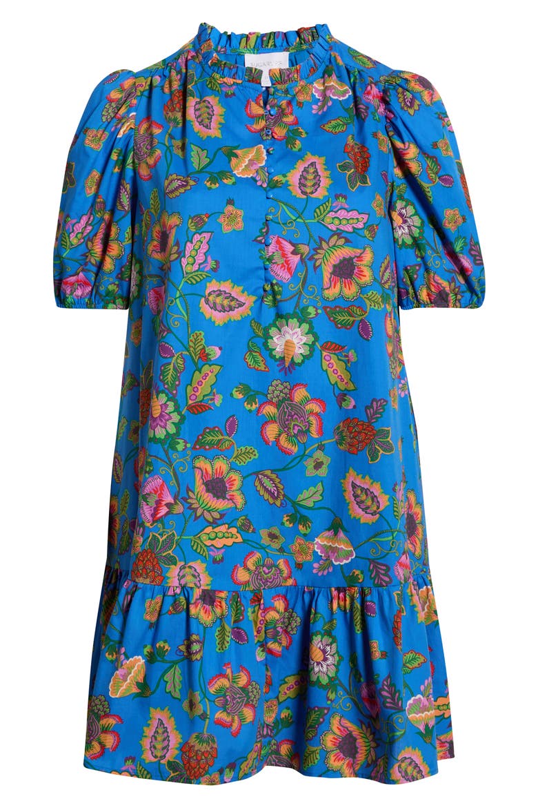 Anabelle Floral Shift Dress, Alternate, color, BLUE-PINK