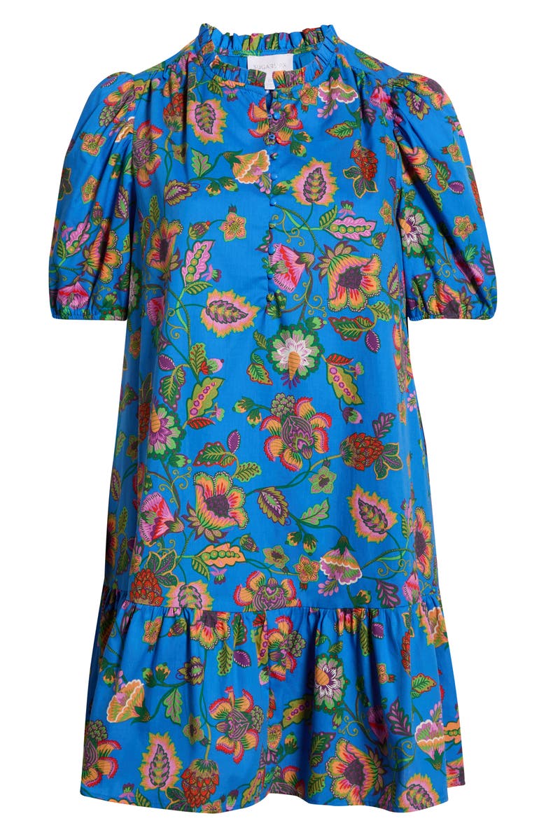 SUGARLIPS Anabelle Floral Shift Dress, Alternate, color, Blue-Pink