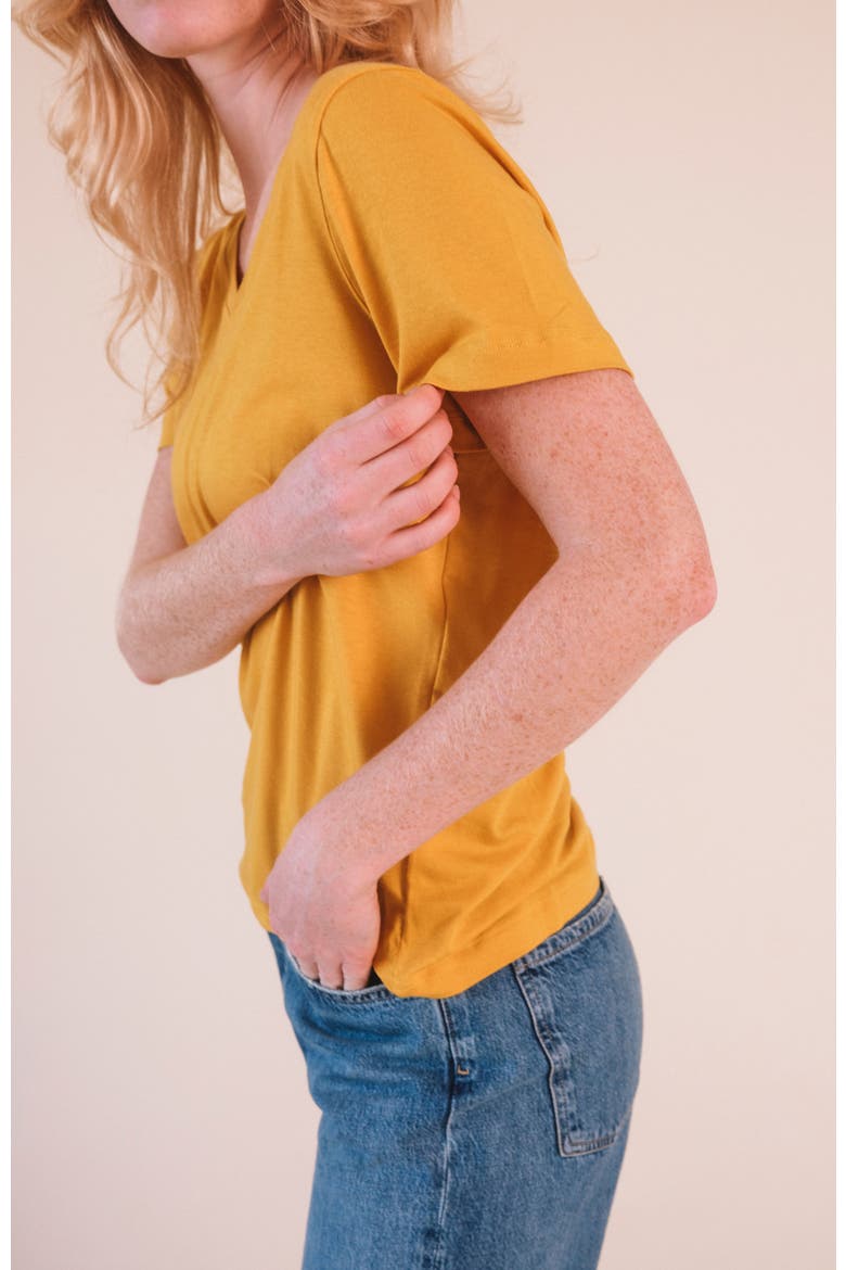 Louise Organic Cotton + Tencel  V-neck Tee, Alternate, color, Golden