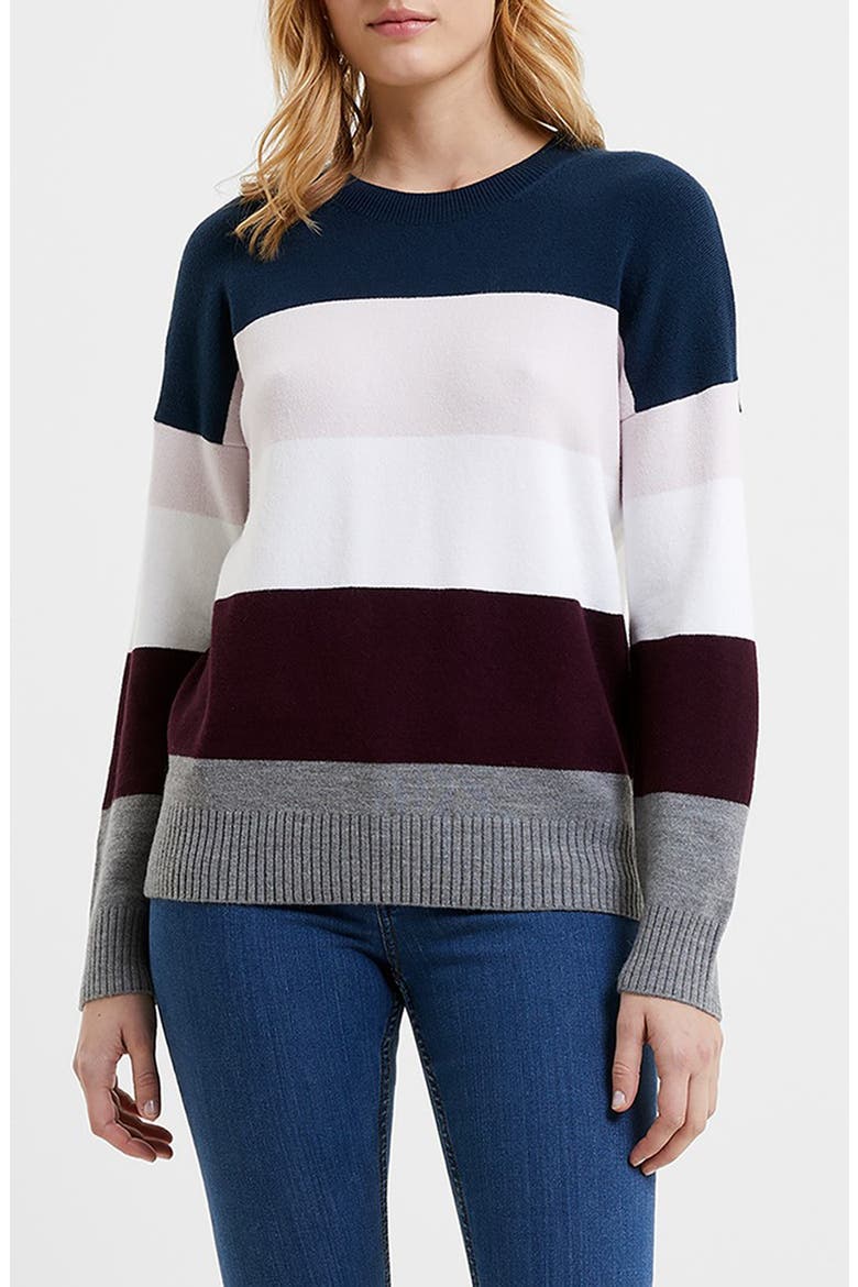 Stripe Crewneck Pullover Sweater, Main, color, NAVY-EVENING