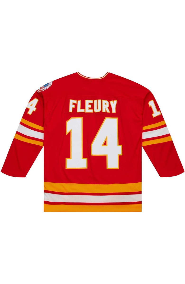 Mitchell & Ness Men's Mitchell & Ness Theoren Fleury Red Calgary Flames  1988/89 Blue Line Player Jersey, Alternate, color, 