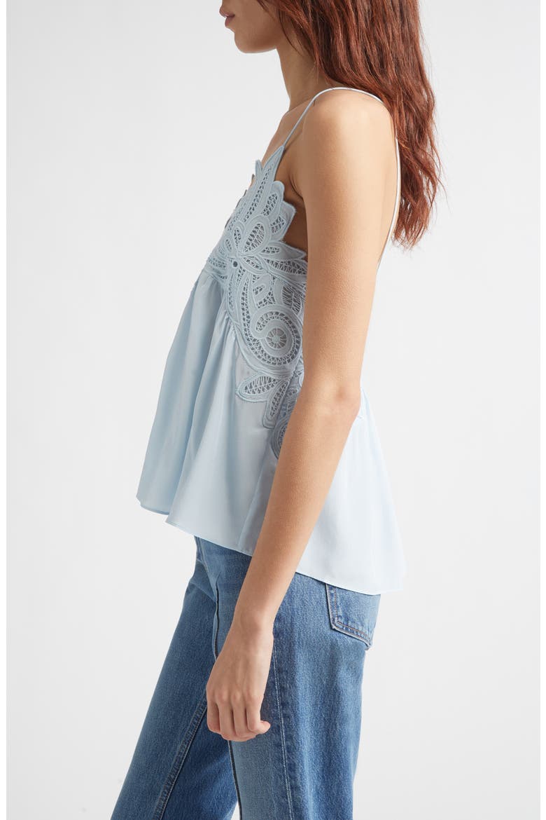 Rosie Lace Appliqué Silk Tank, Alternate, color, ADRIATIC