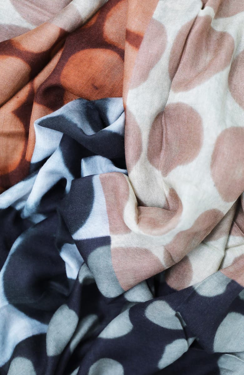 Nicoletta Rosi Reversible Dot Print Modal & Cashmere Fringe Scarf, Alternate, color,