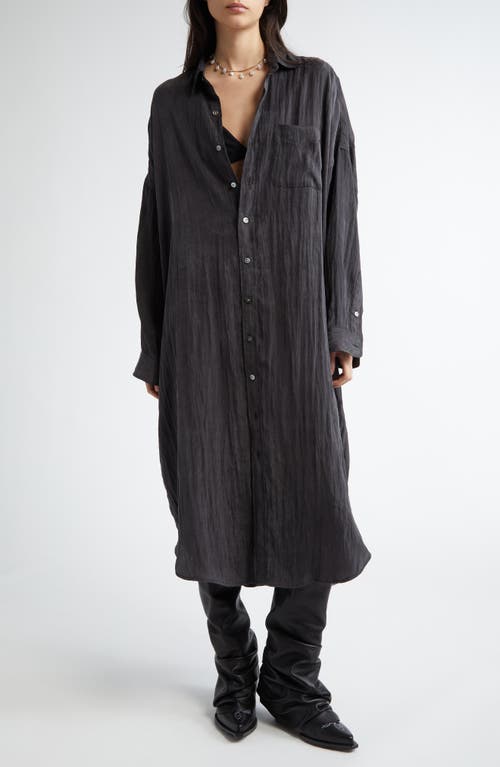R13 Jumbo Long Sleeve Shirtdress In Black