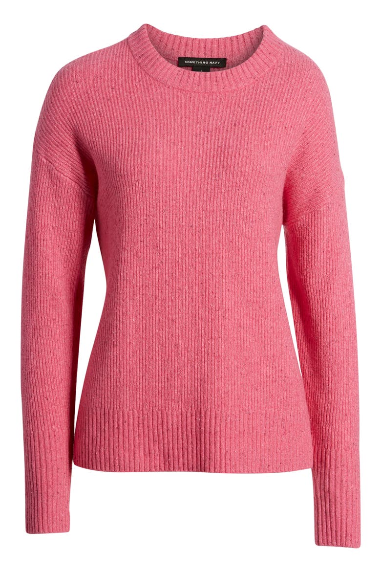 Flecked Crewneck Sweater (Nordstrom Exclusive), Alternate, color, PINK SHOCK