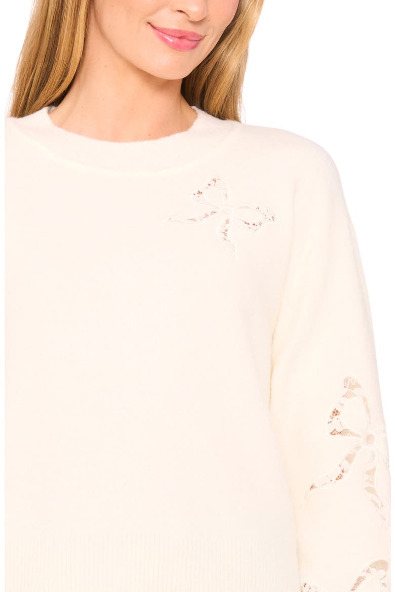 Lace Bow Inset Sweater, Alternate, color, BUTTERCREAM