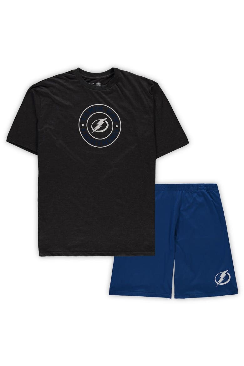 Men's Concepts Sport Blue/Heathered Charcoal Tampa Bay Lightning Big & Tall T-Shirt & Shorts Sleep Set, Alternate, color, Blue