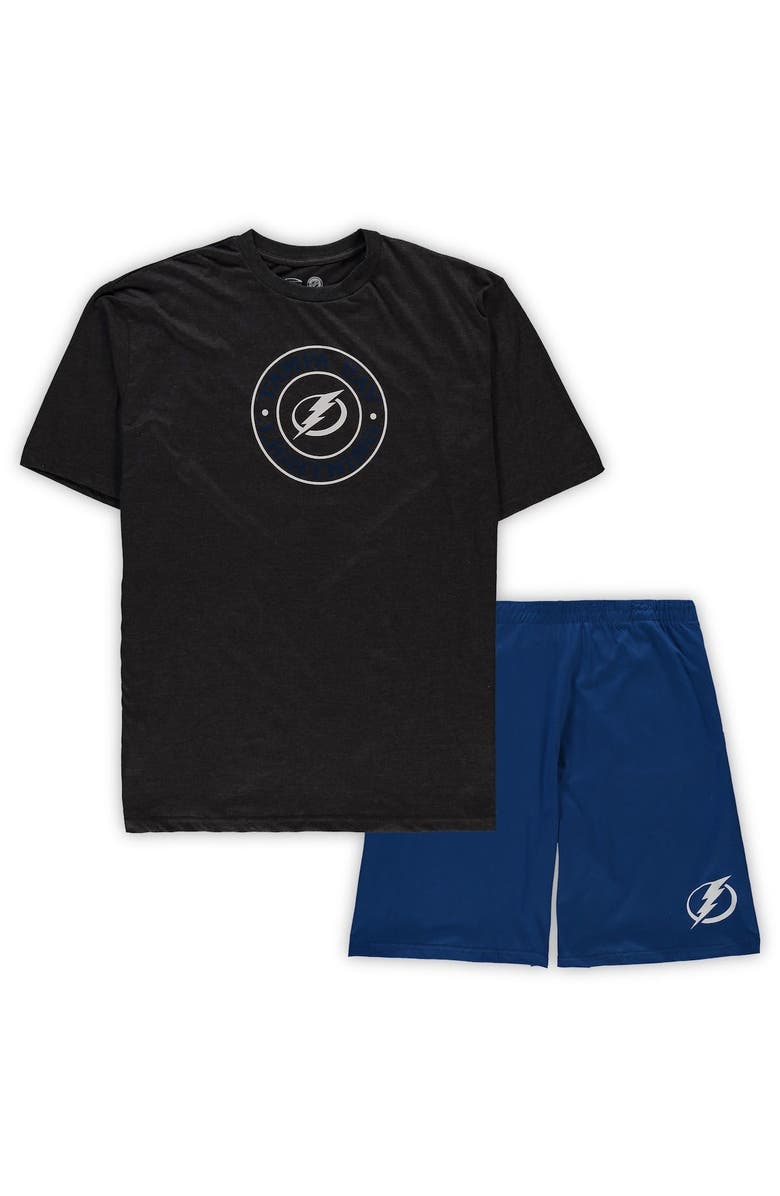 CONCEPTS SPORT Men's Concepts Sport Blue/Heathered Charcoal Tampa Bay Lightning Big & Tall T-Shirt & Shorts Sleep Set, Alternate, color, Blue