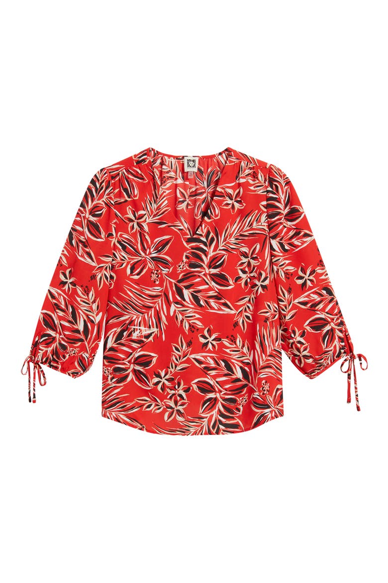 Floral Print Woven Shirt, Alternate, color, BEGONIA RED MLT