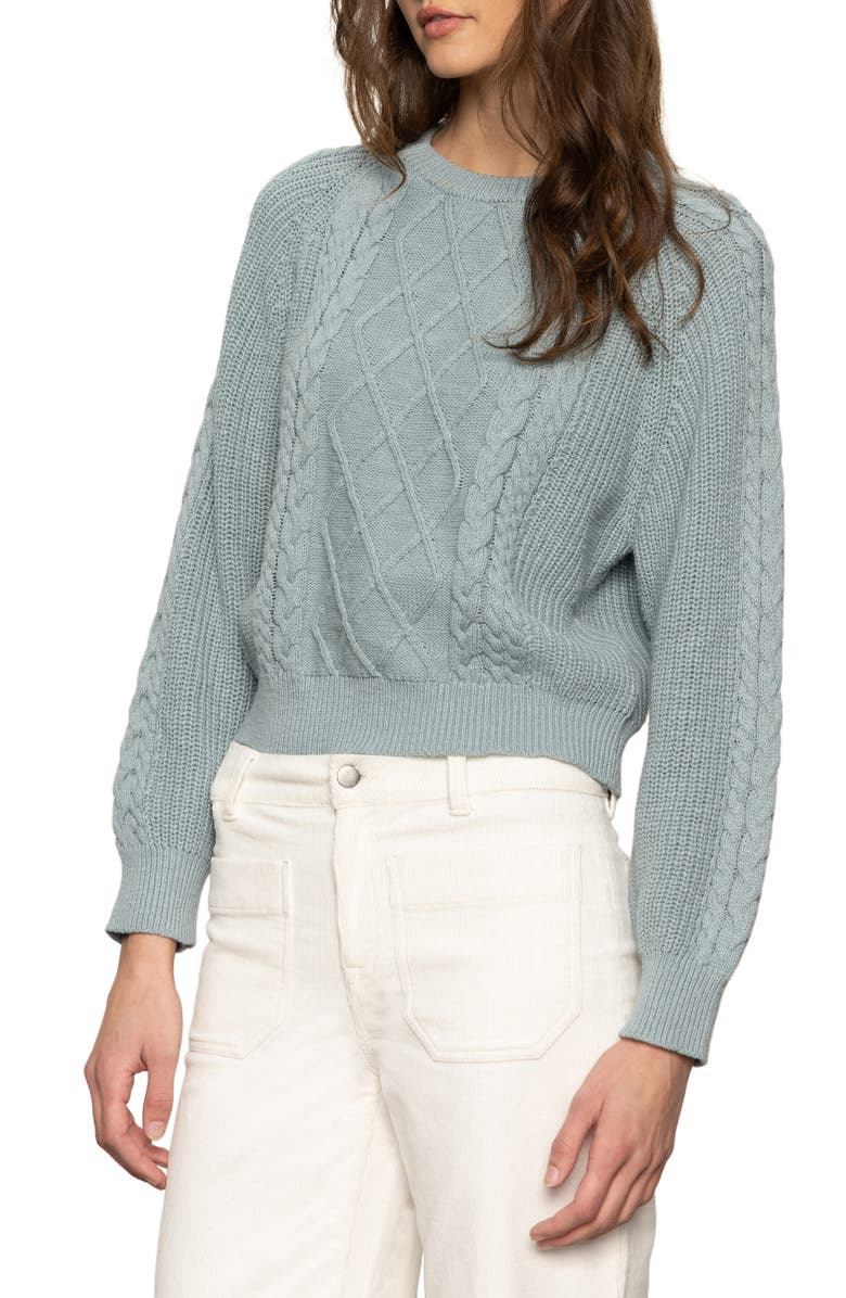 Sanctuary Nomad Cable Cotton Sweater, Alternate, color, Sky Gray