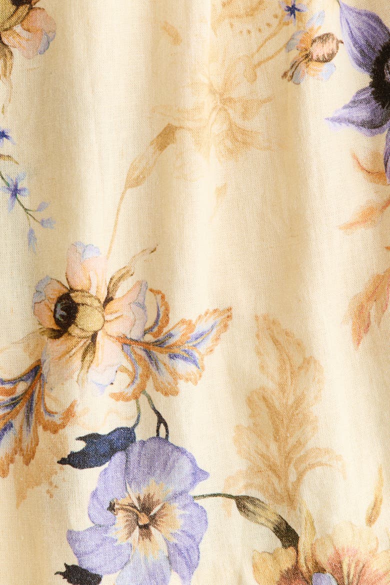Linen-blend Shorts, Alternate, color, Light yellow/floral