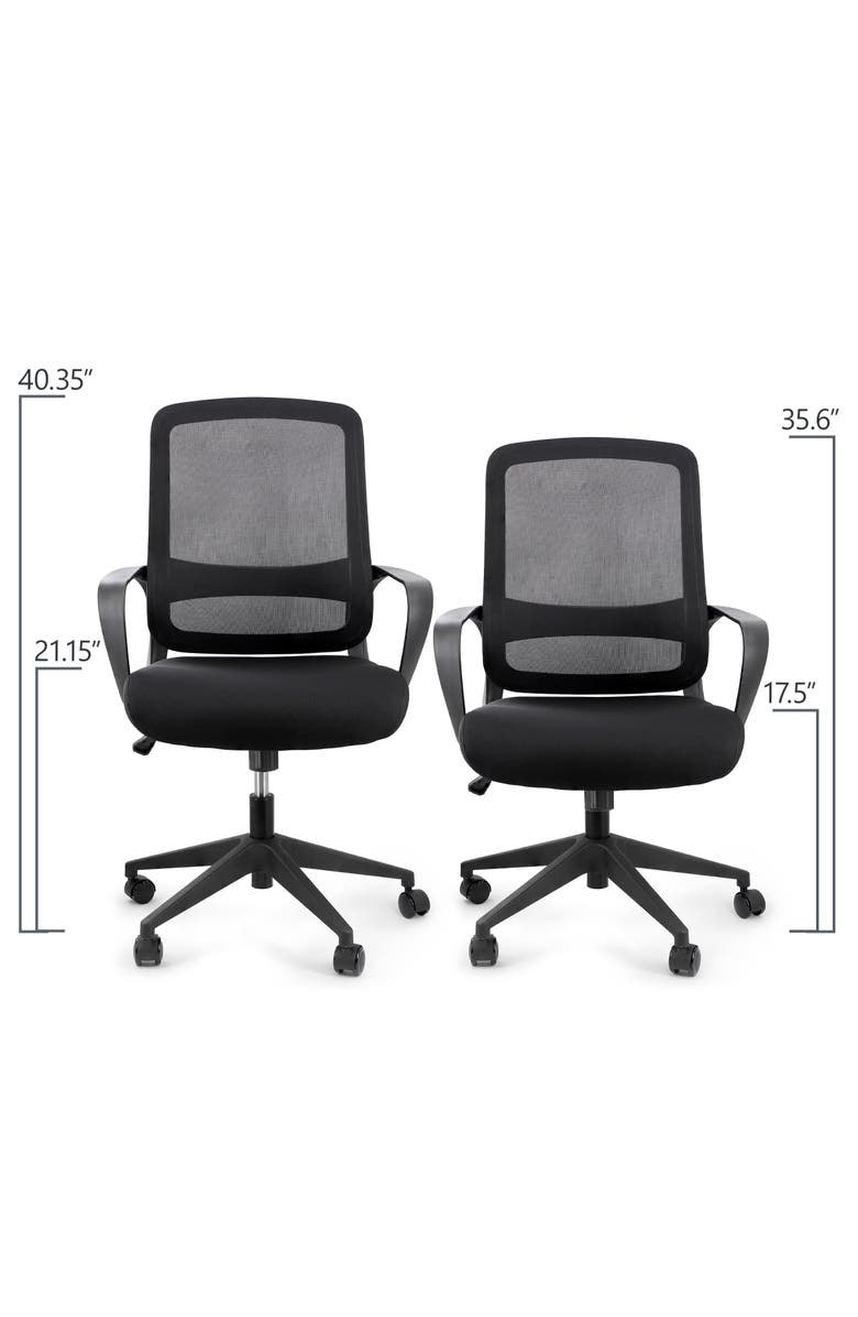 Elama Mid Back Adjustable Office Chair, Alternate, color, Black