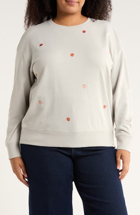 Pumpkin Embroidered Crewneck Sweatshirt (Plus)