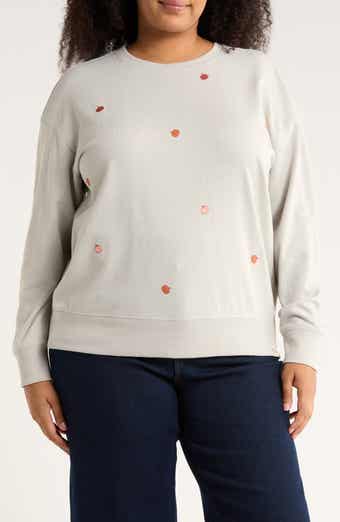 Lucky Brand Pumpkin Embroidered Crewneck Sweatshirt