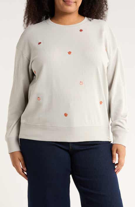 Lucky Brand Pumpkin Embroidered Crewneck Sweatshirt